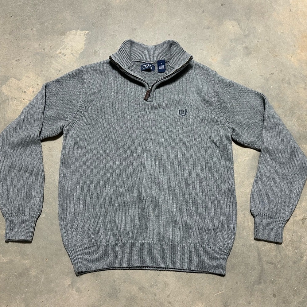 Vintage Chaps Men's Gray Zip-Up Sweater 90’s